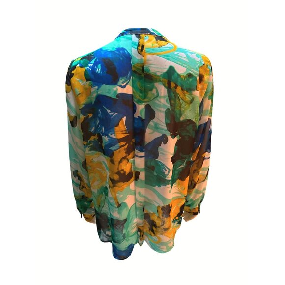 Calvin Klein Floral Print Sheer Tunic Blouse with Lining Size M - Picture 4 of 10